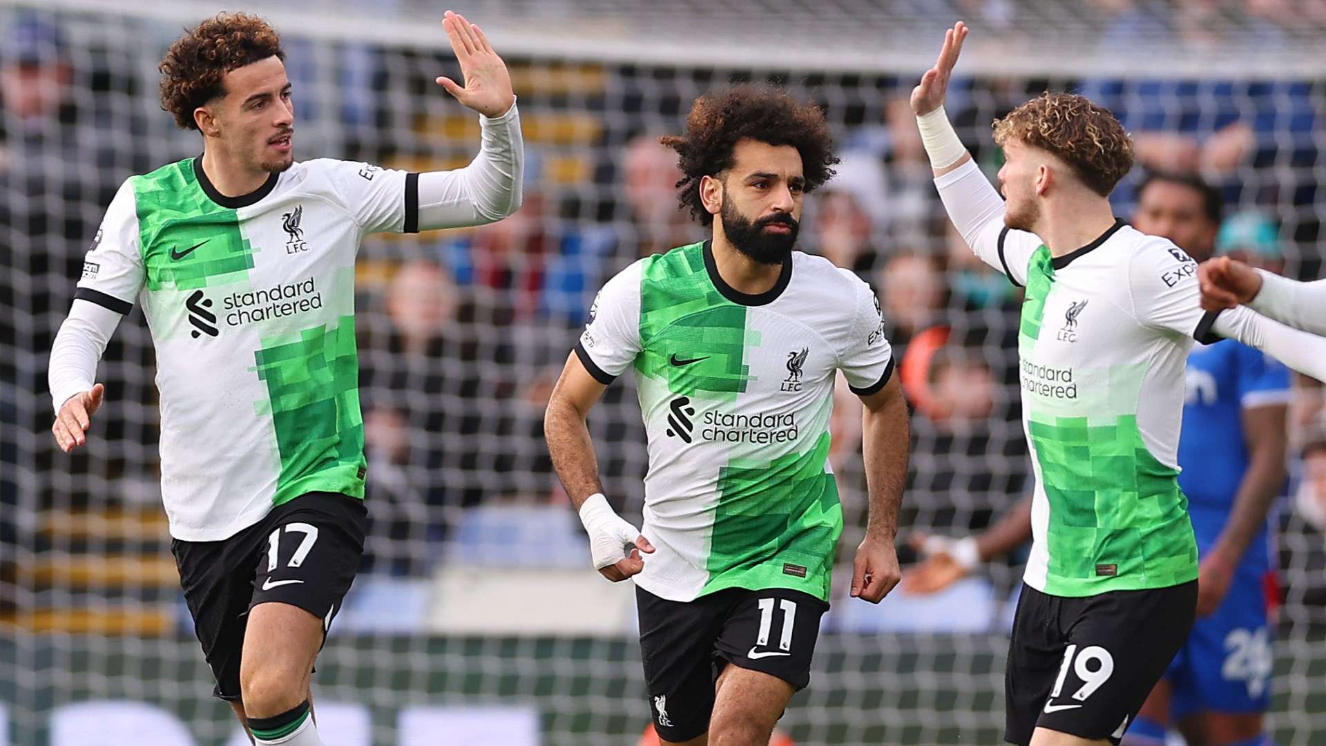 Liverpool celebrating Mohamed Salah goal against Crystal Palace