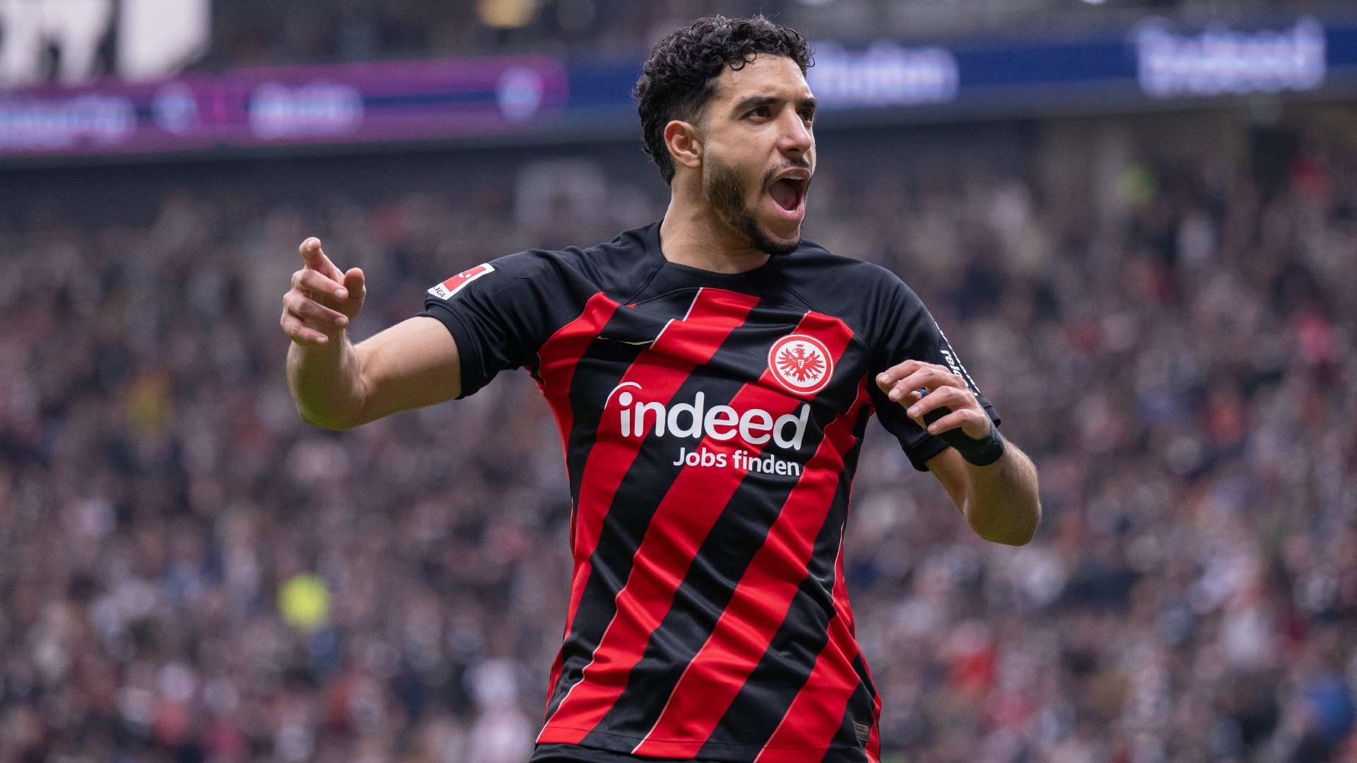 Omar Marmoush of Eintracht Frankfurt reacts